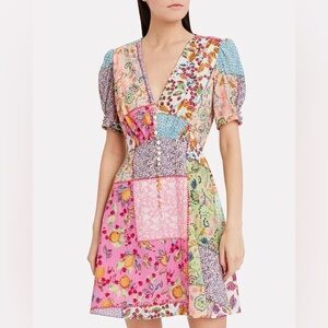 Saloni Lea Patchwork Mini Dress, US size 4
